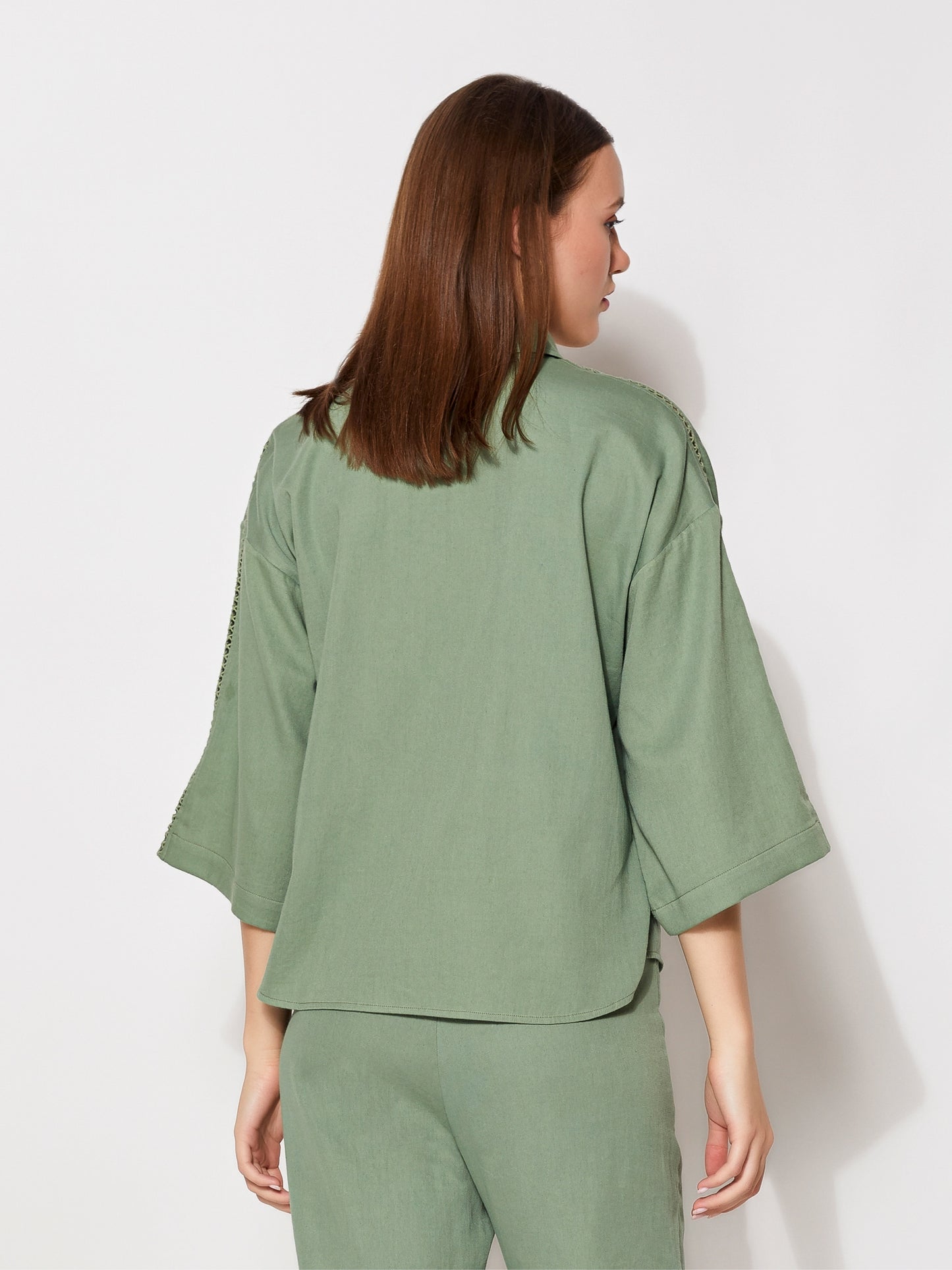 Olive Collared Short Shirt