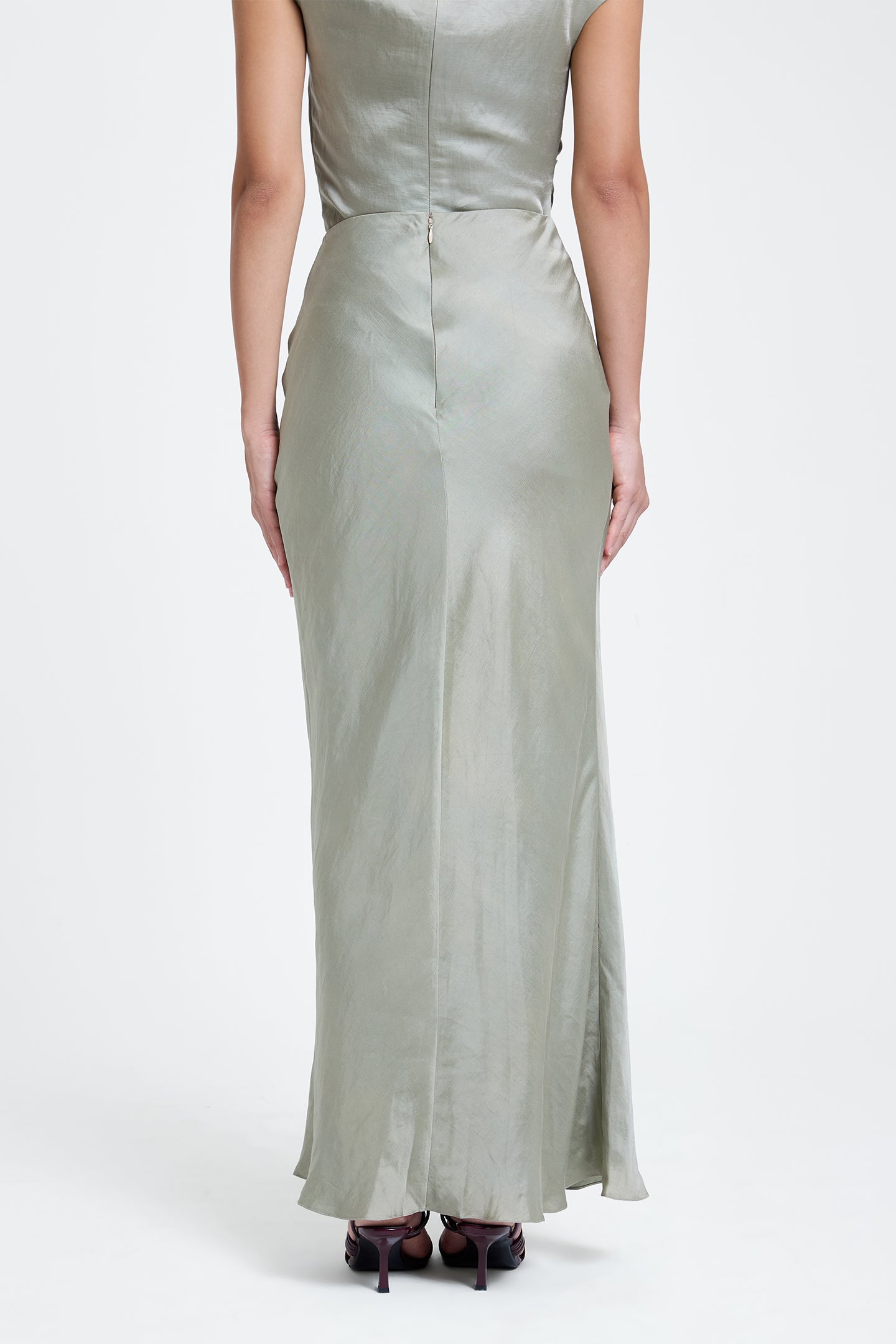 Draped Pleated Top and Skirt Set