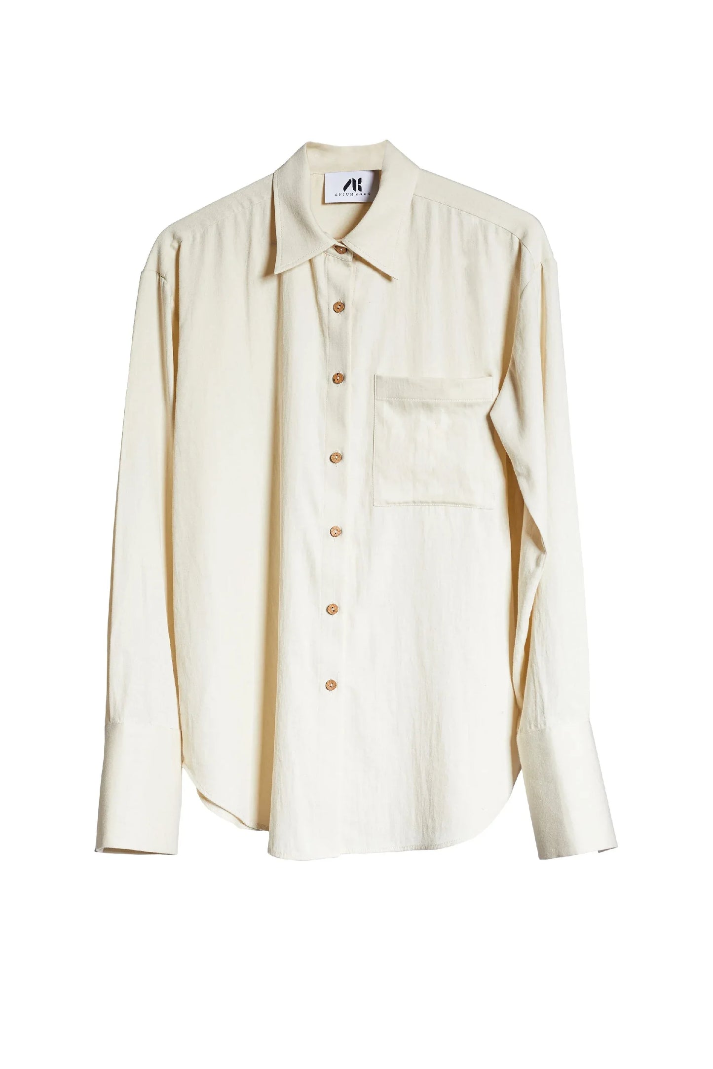 Natural collared long shirt product ghost view - Anjum Khan