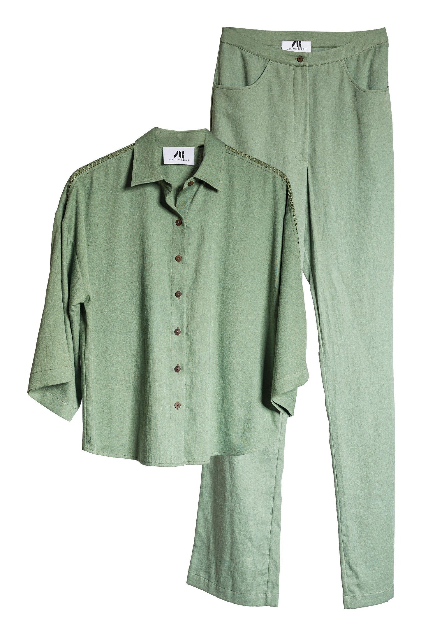 Olive lounge set product ghost view - Anjum Khan