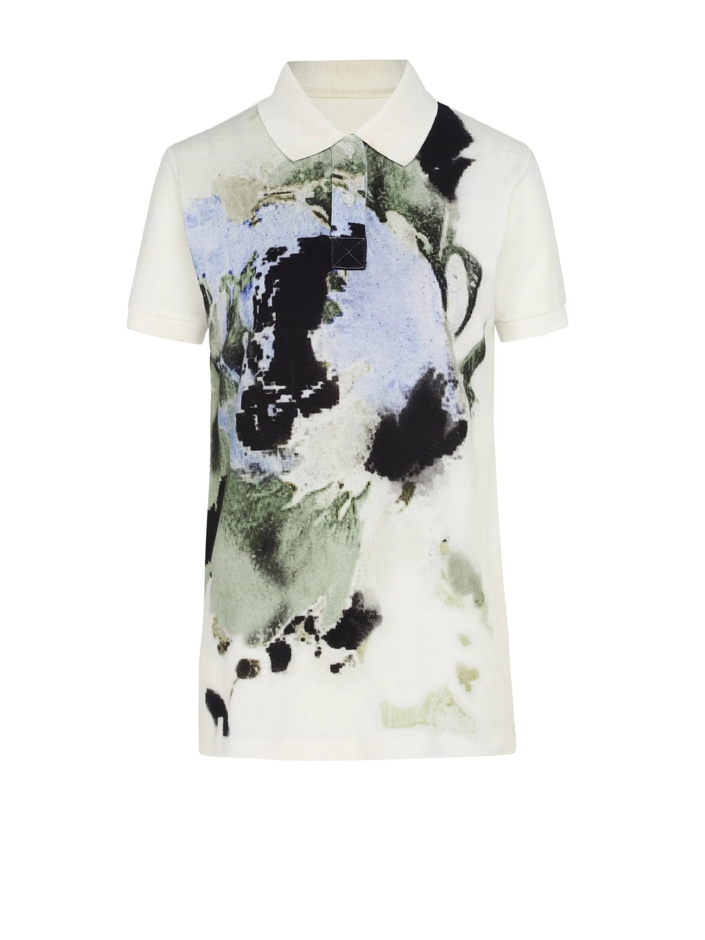 White printed organic polo t-shirt product view - Anjum Khan