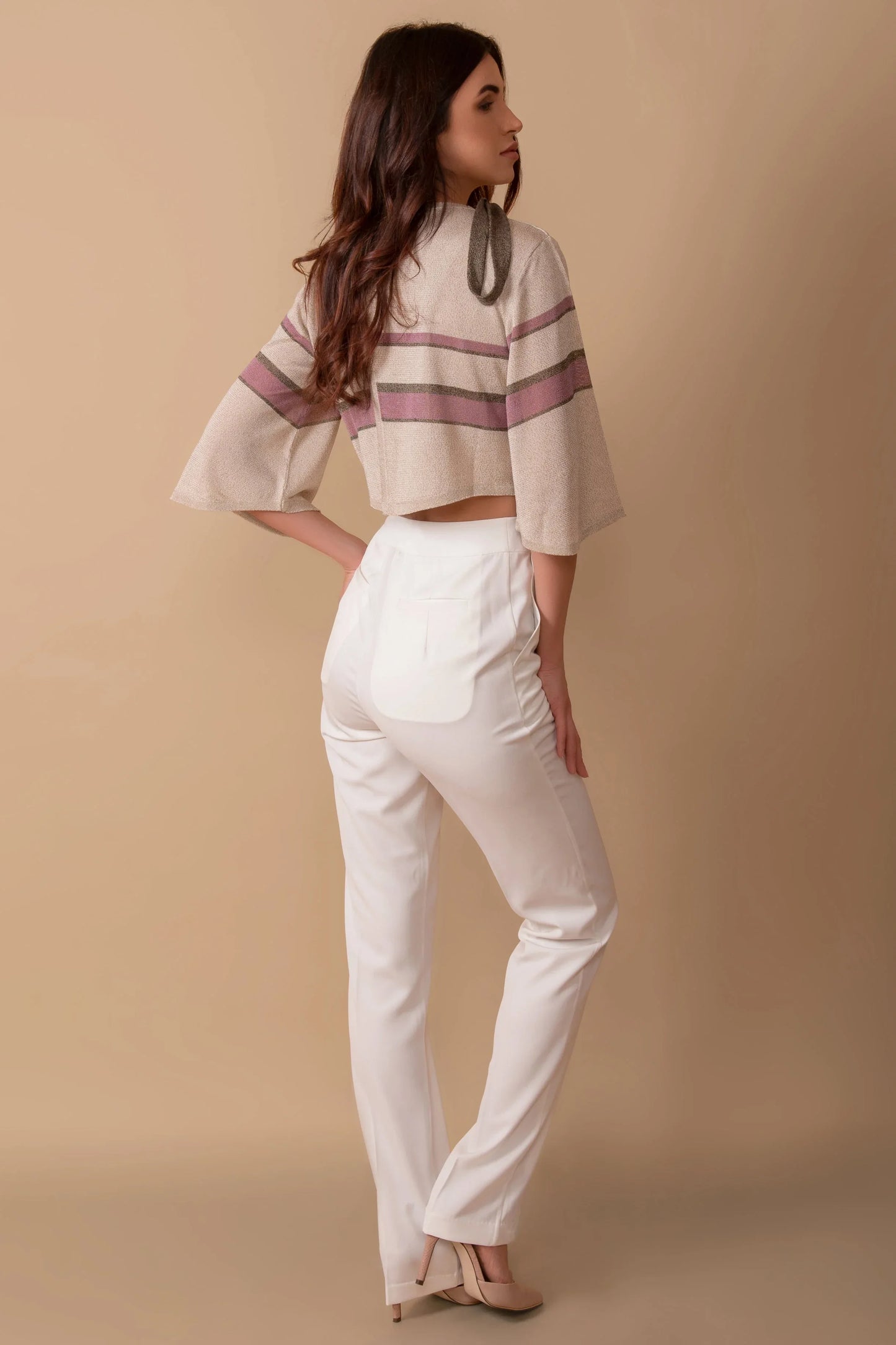 Ivory Slim-fit creased pants