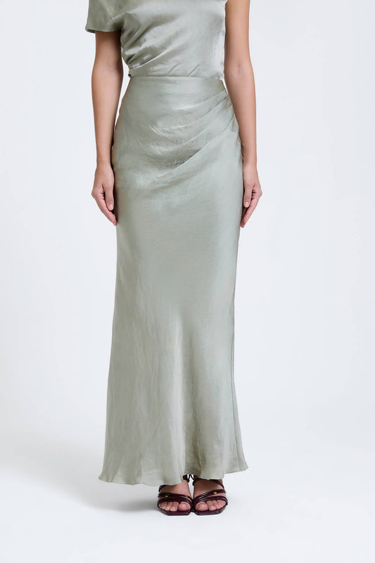 Draped Silk Maxi Skirt