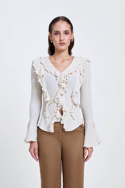 Crinkled Dramatic Ruffle Top
