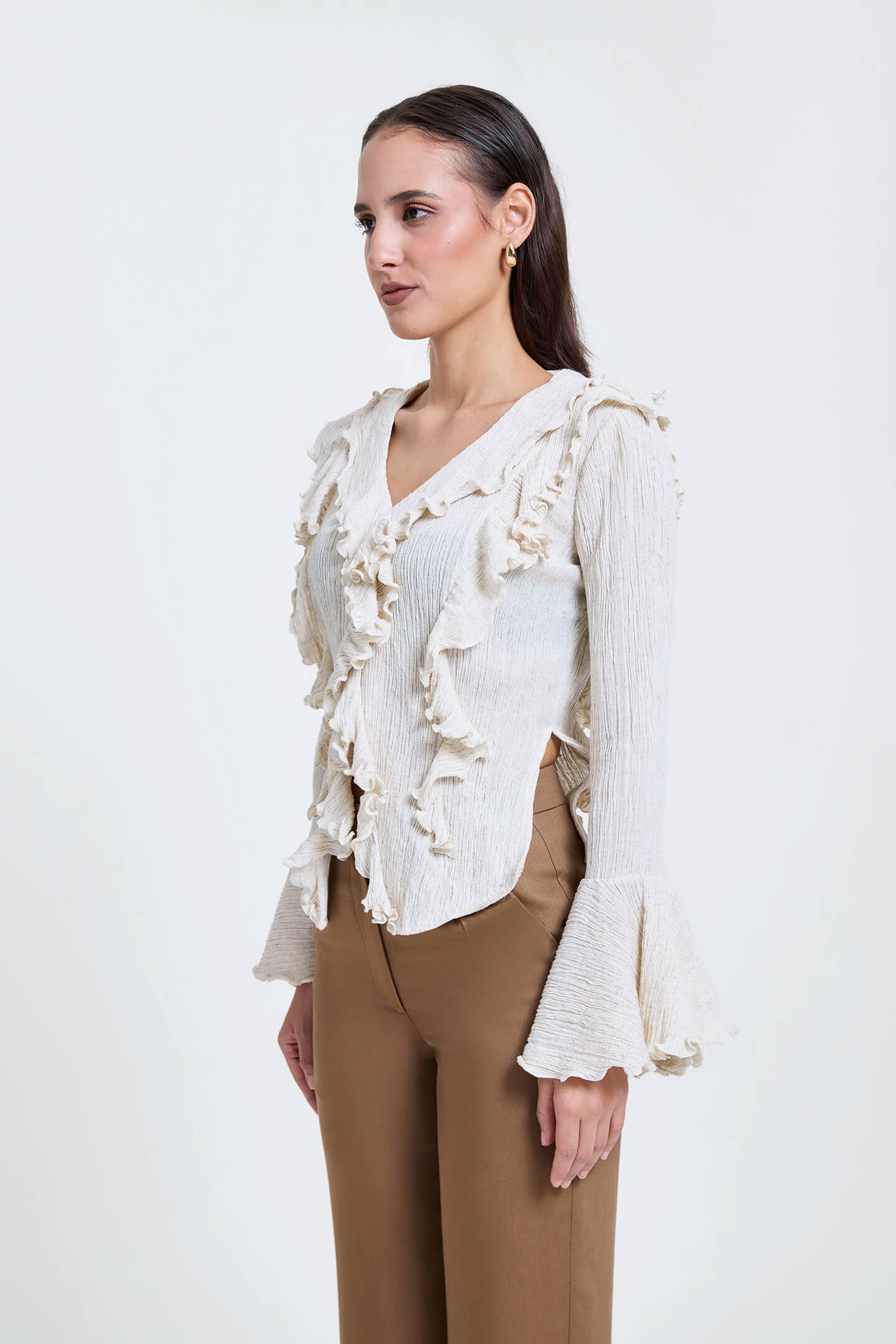 Crinkled Dramatic Ruffle Top