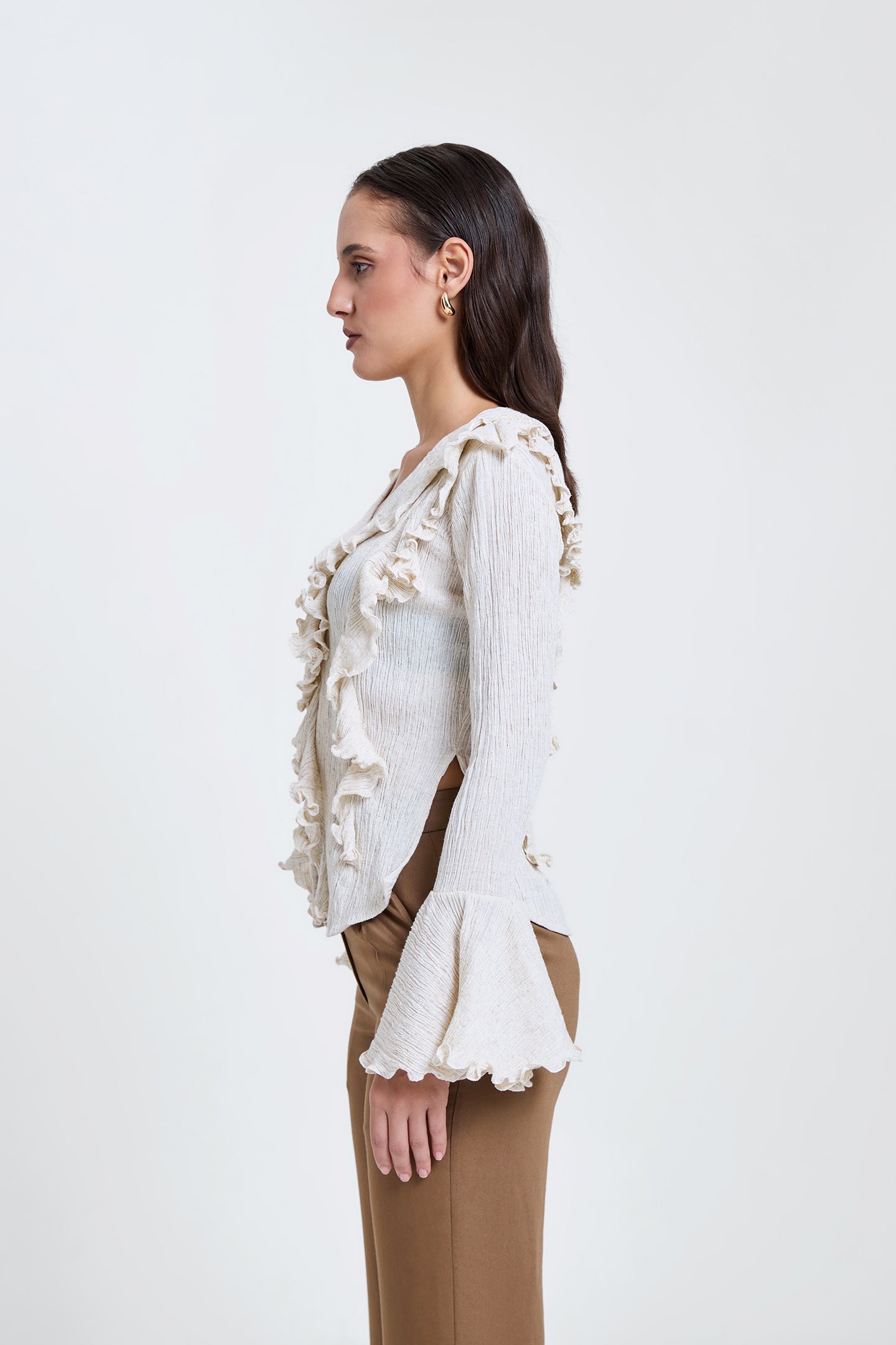 Crinkled Dramatic Ruffle Top