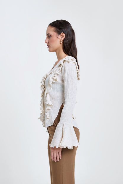 Crinkled Dramatic Ruffle Top
