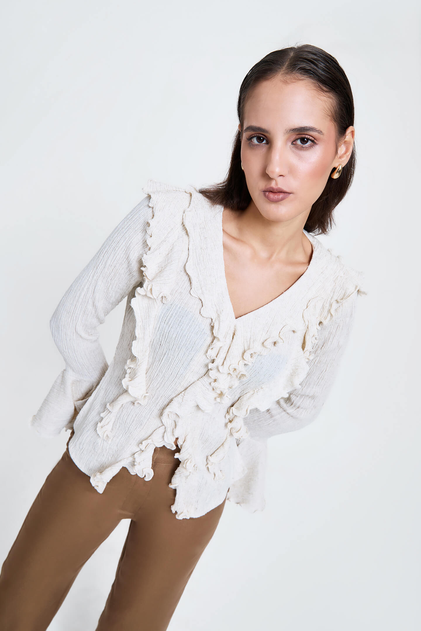 Crinkled Dramatic Ruffle Top
