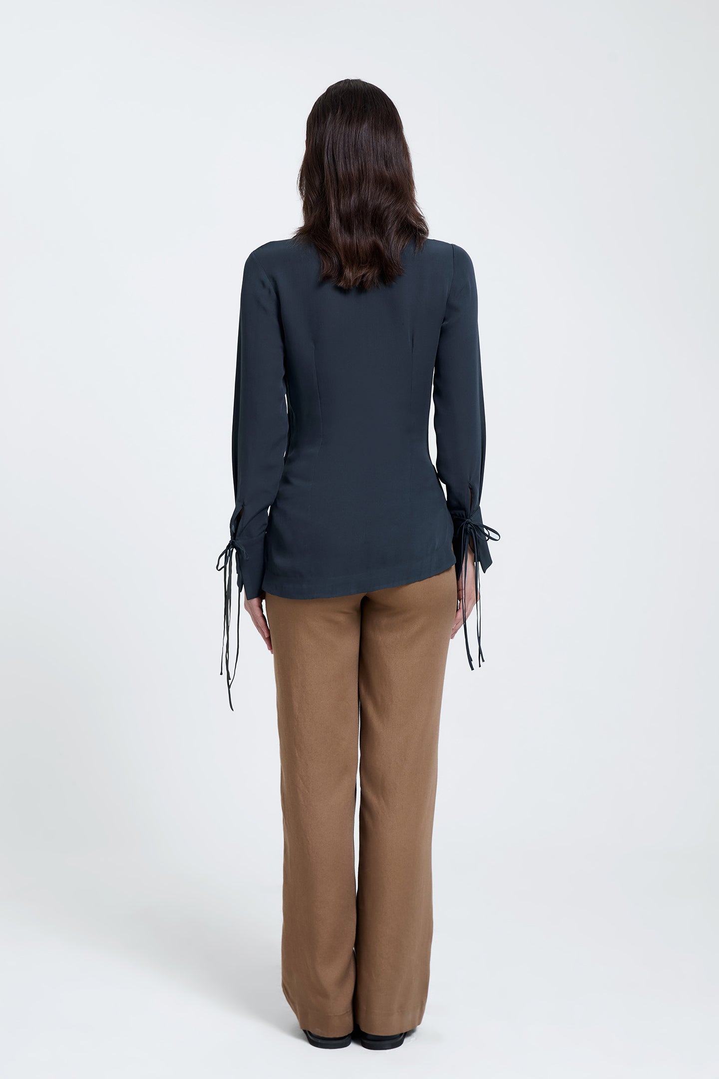 Draped Shirt in Charcoal Blue