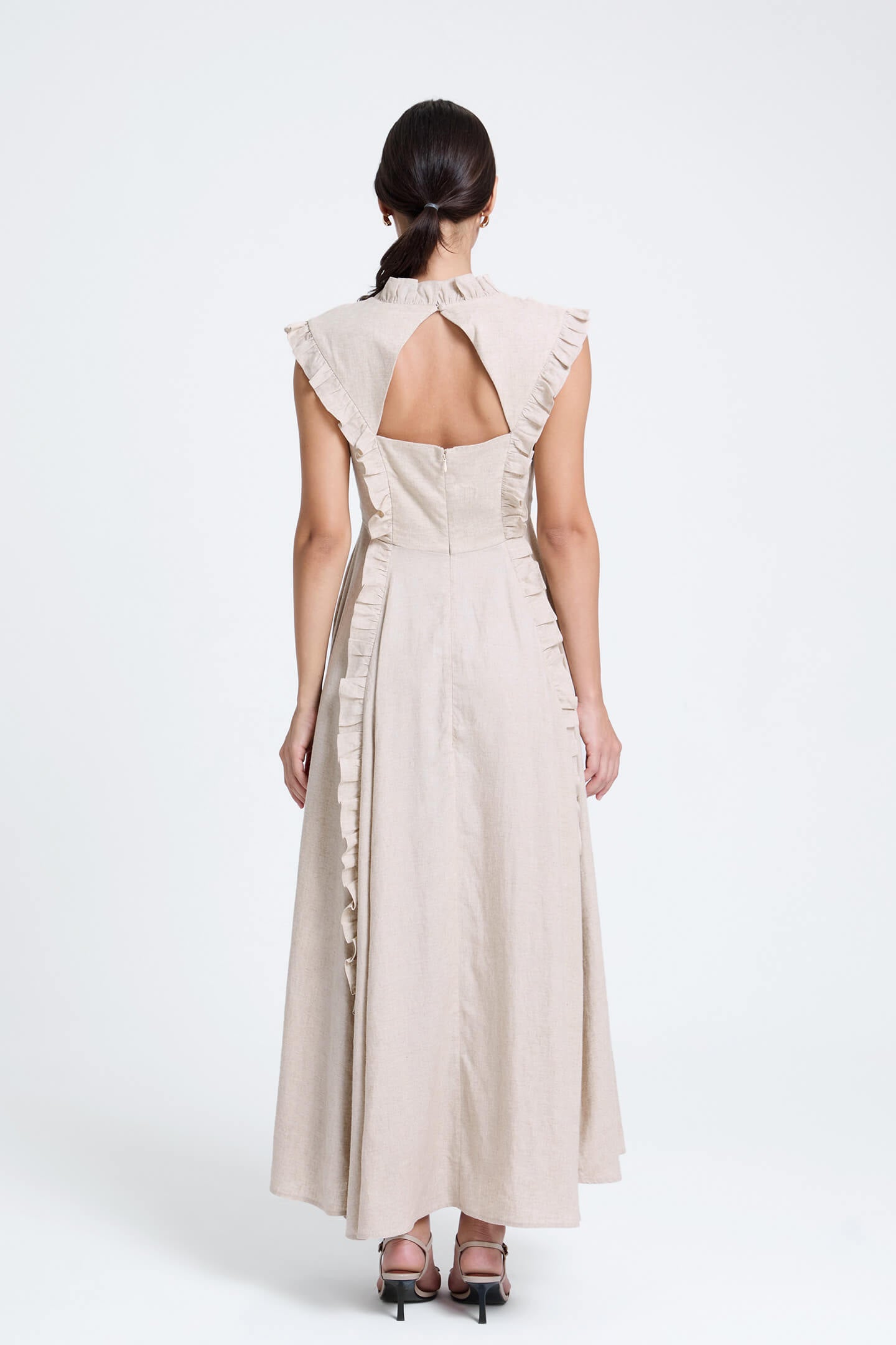 Natural Dramatic Ruffled Dress