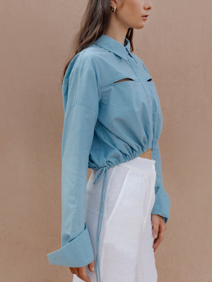 Blue Classic Gathered Shirt