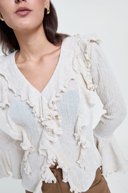 Crinkled Dramatic Ruffle Top