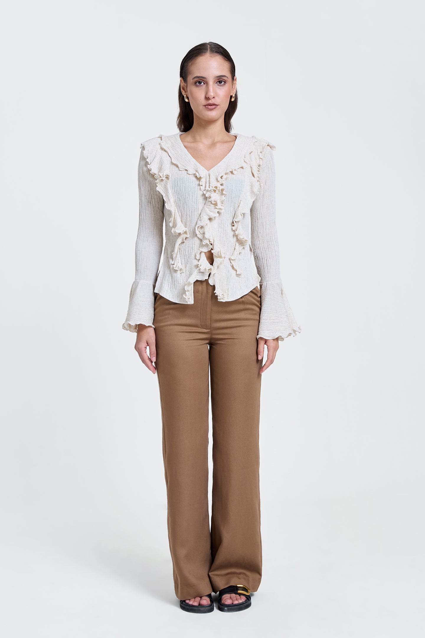 Crinkled Dramatic Ruffle Top