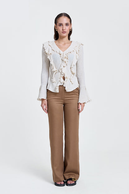 Crinkled Dramatic Ruffle Top