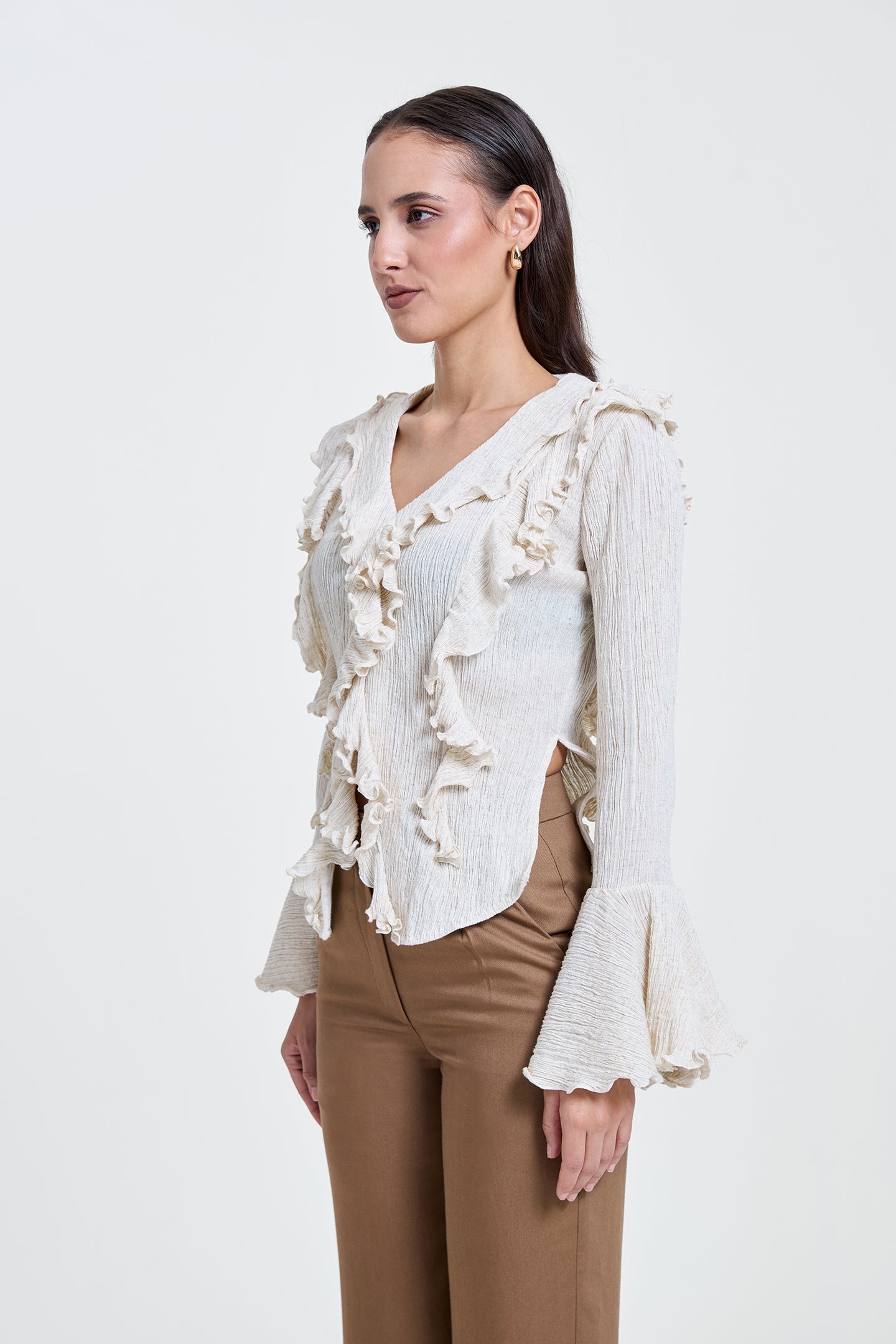 Crinkled Dramatic Ruffle Top