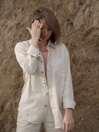 Natural Collared Long Shirt