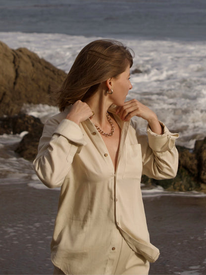 Natural Collared Long Shirt