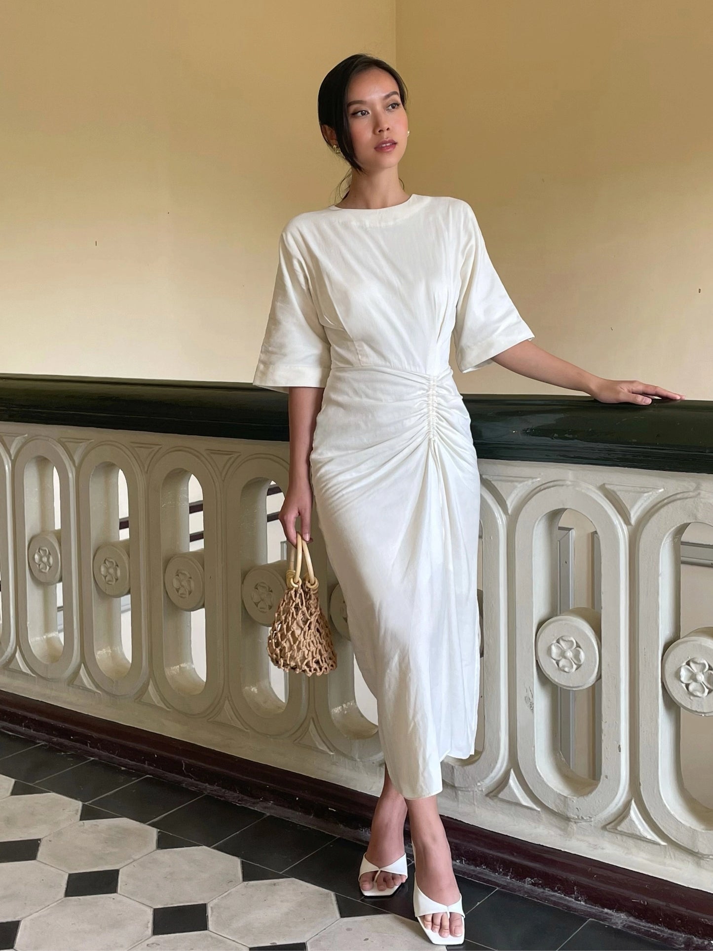 Organic Cotton Ruched Drape Dress