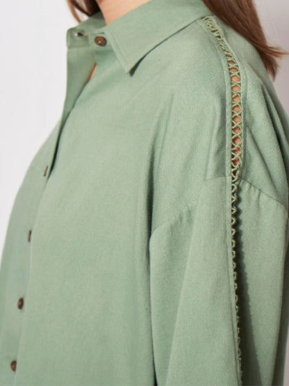 Olive Collared Short Shirt