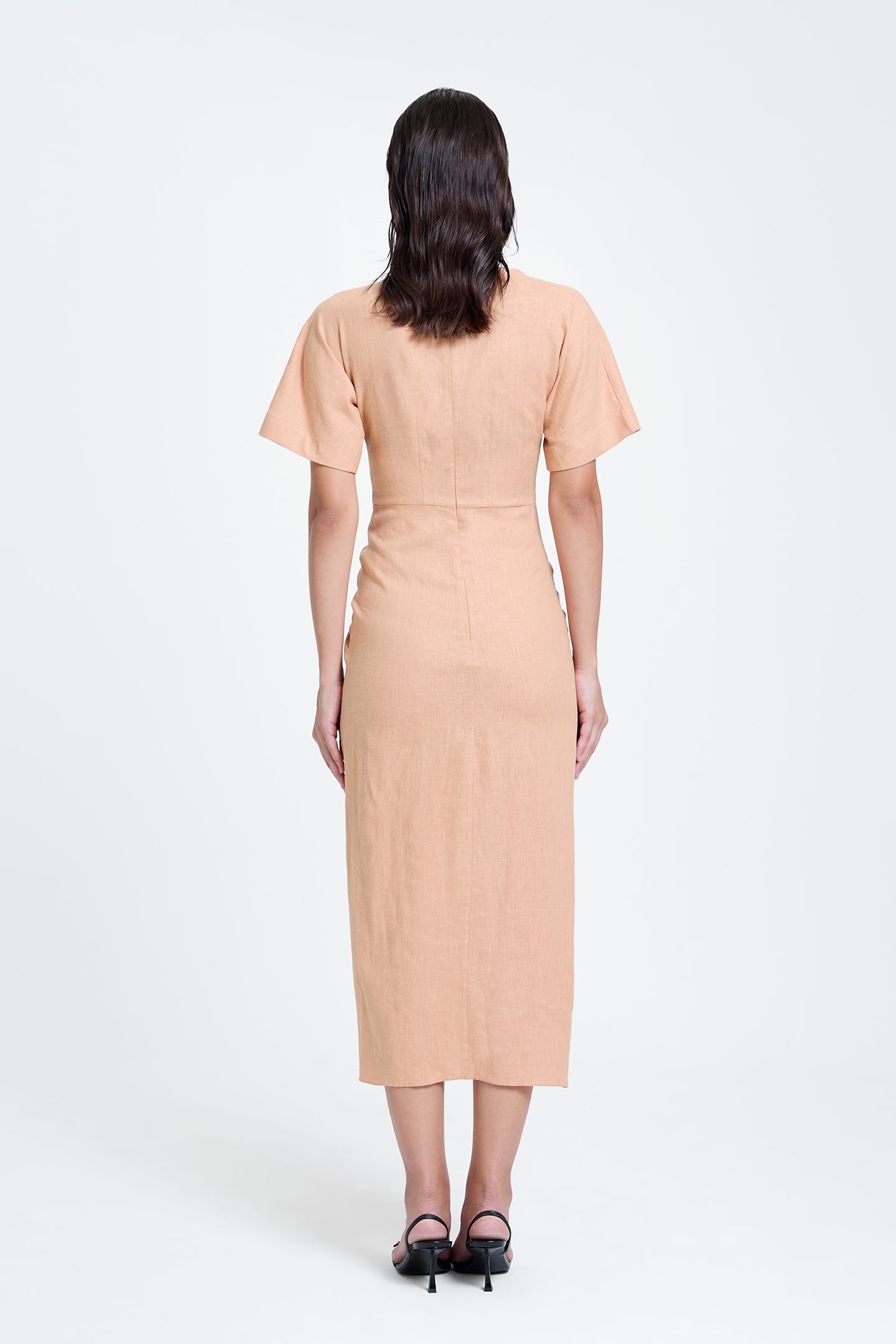 Linen Ruched Drape Dress