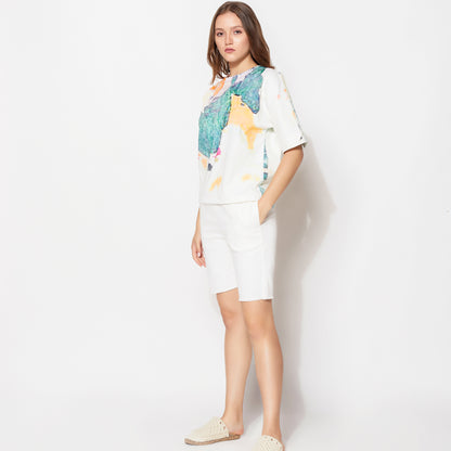 Fringed White Shorts