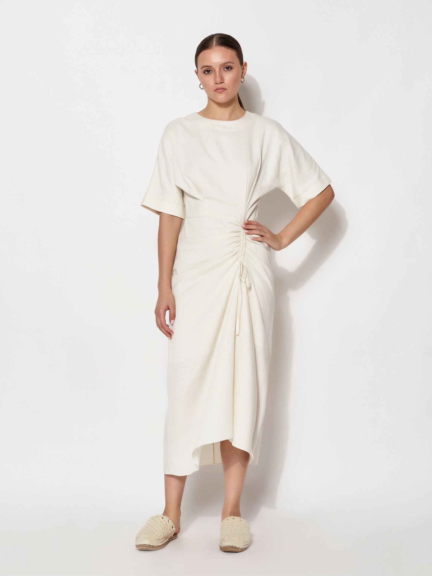 Organic Cotton Ruched Drape Dress