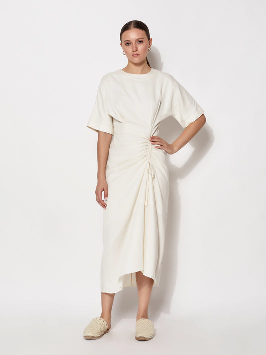 Organic Cotton Ruched Drape Dress