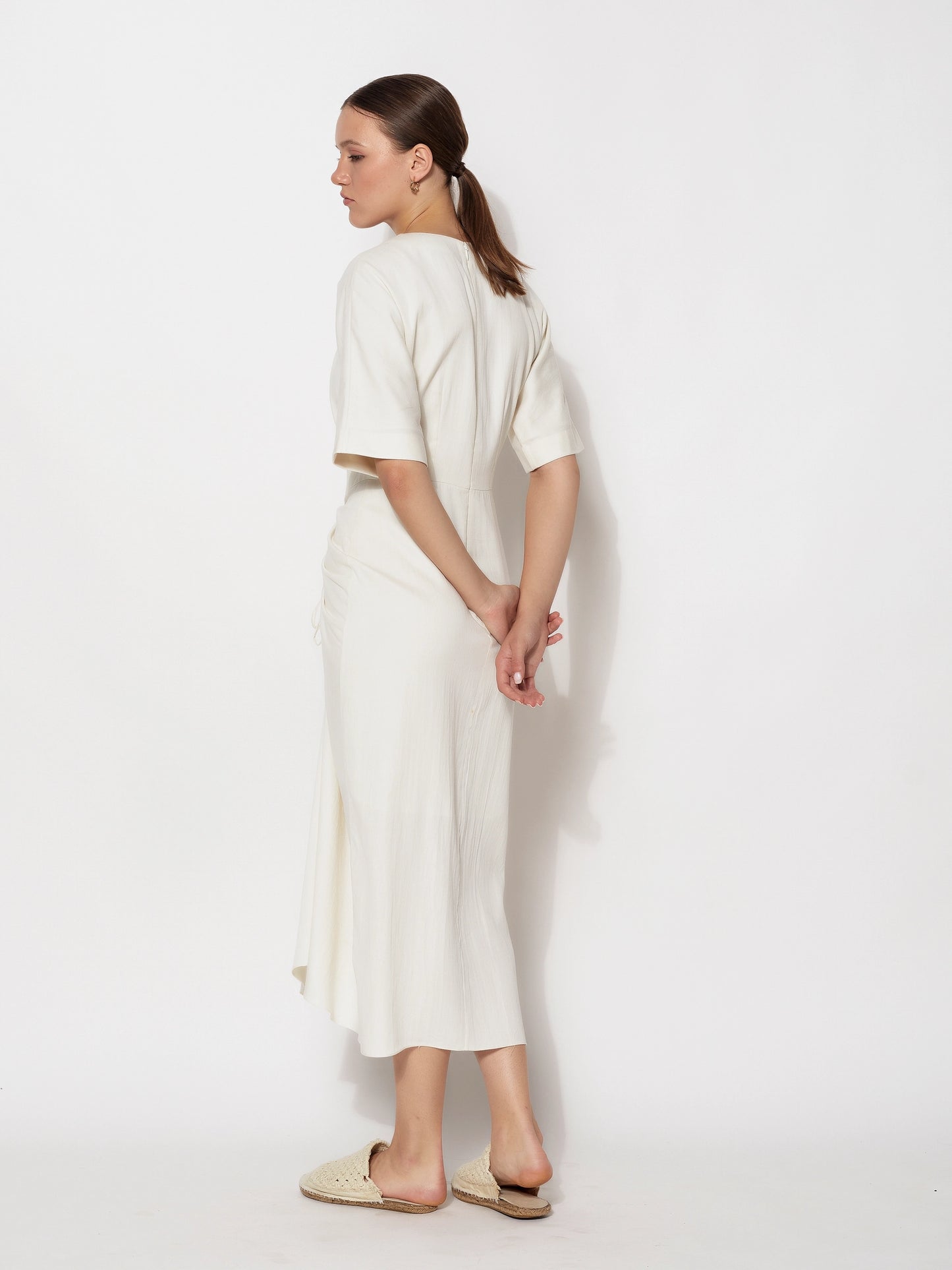 Organic Cotton Ruched Drape Dress