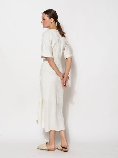 Organic Cotton Ruched Drape Dress