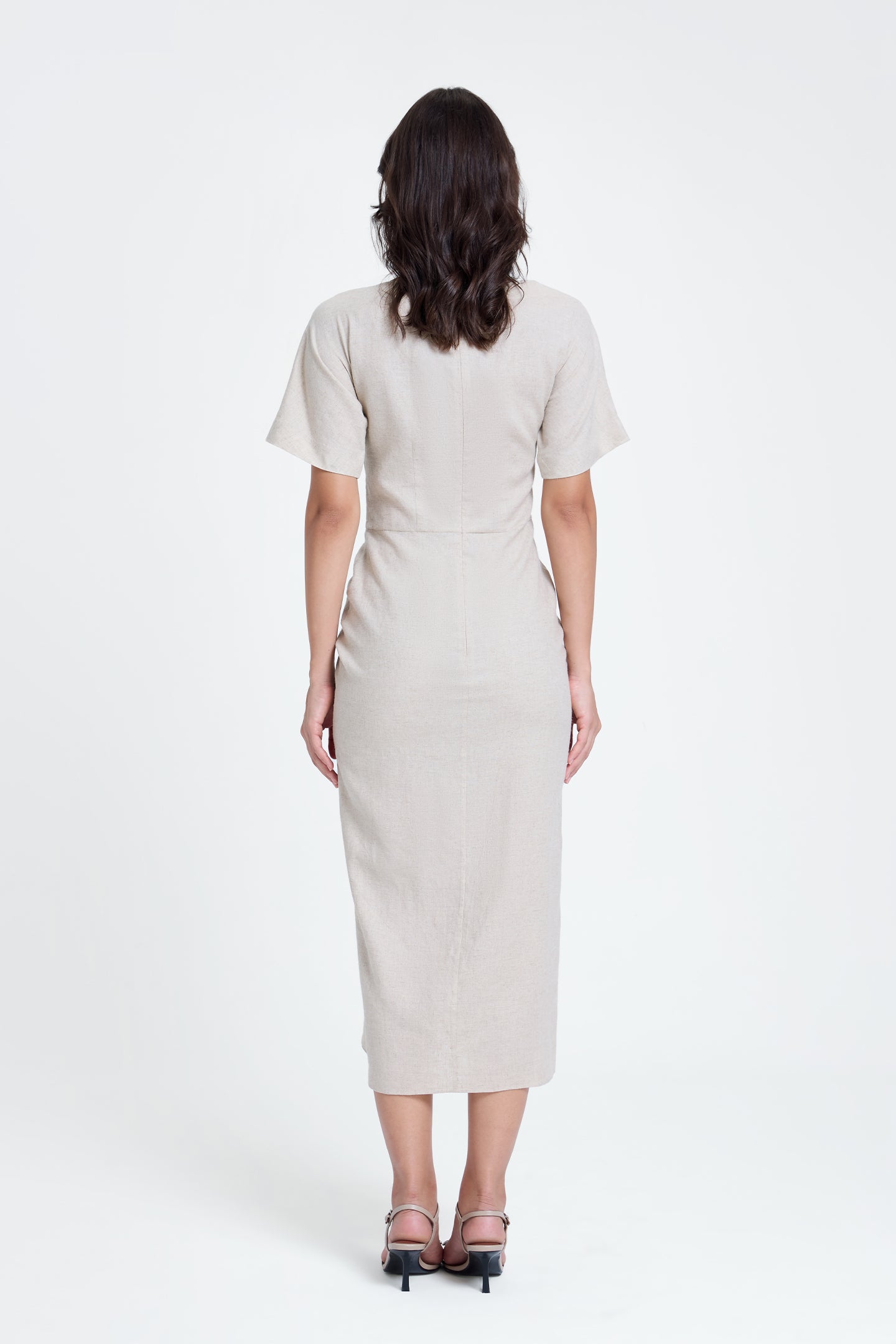 Linen Ruched Drape Dress