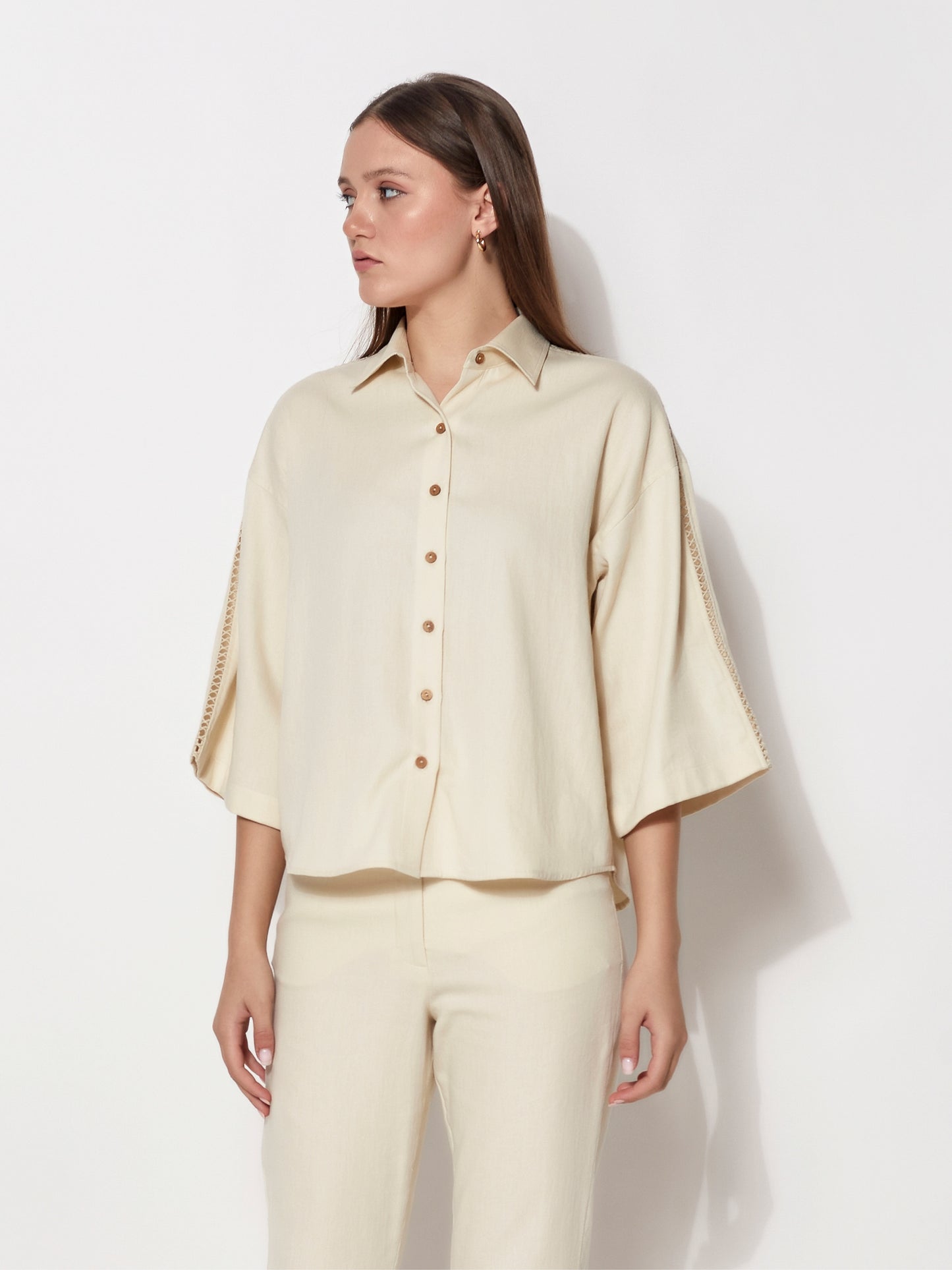 Natural Collared Short Shirt