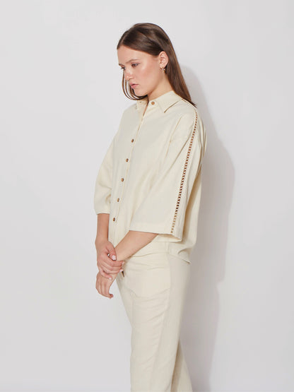 Natural Collared Short Shirt
