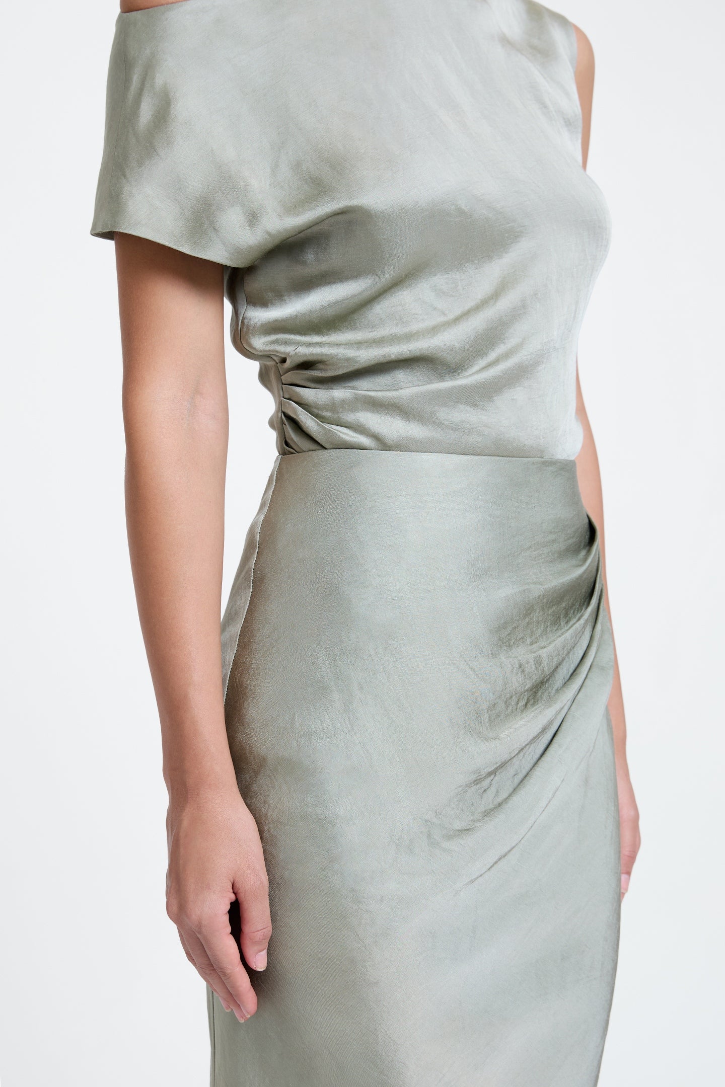 Draped Pleated Top and Skirt Set