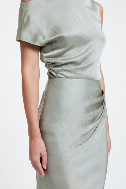 Draped Pleated Top and Skirt Set