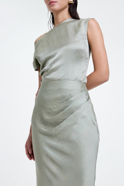 Draped Pleated Top and Skirt Set