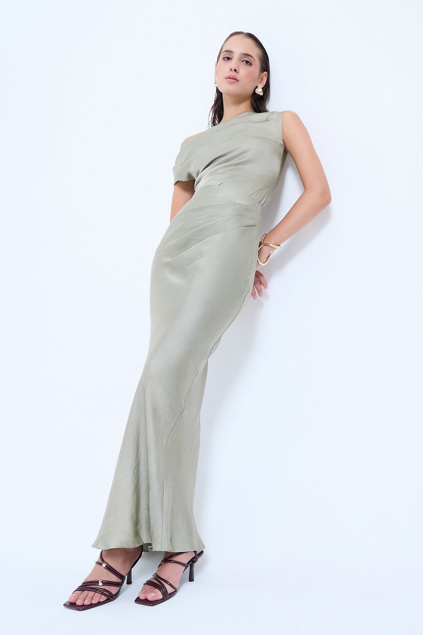 Draped Pleated Top and Skirt Set