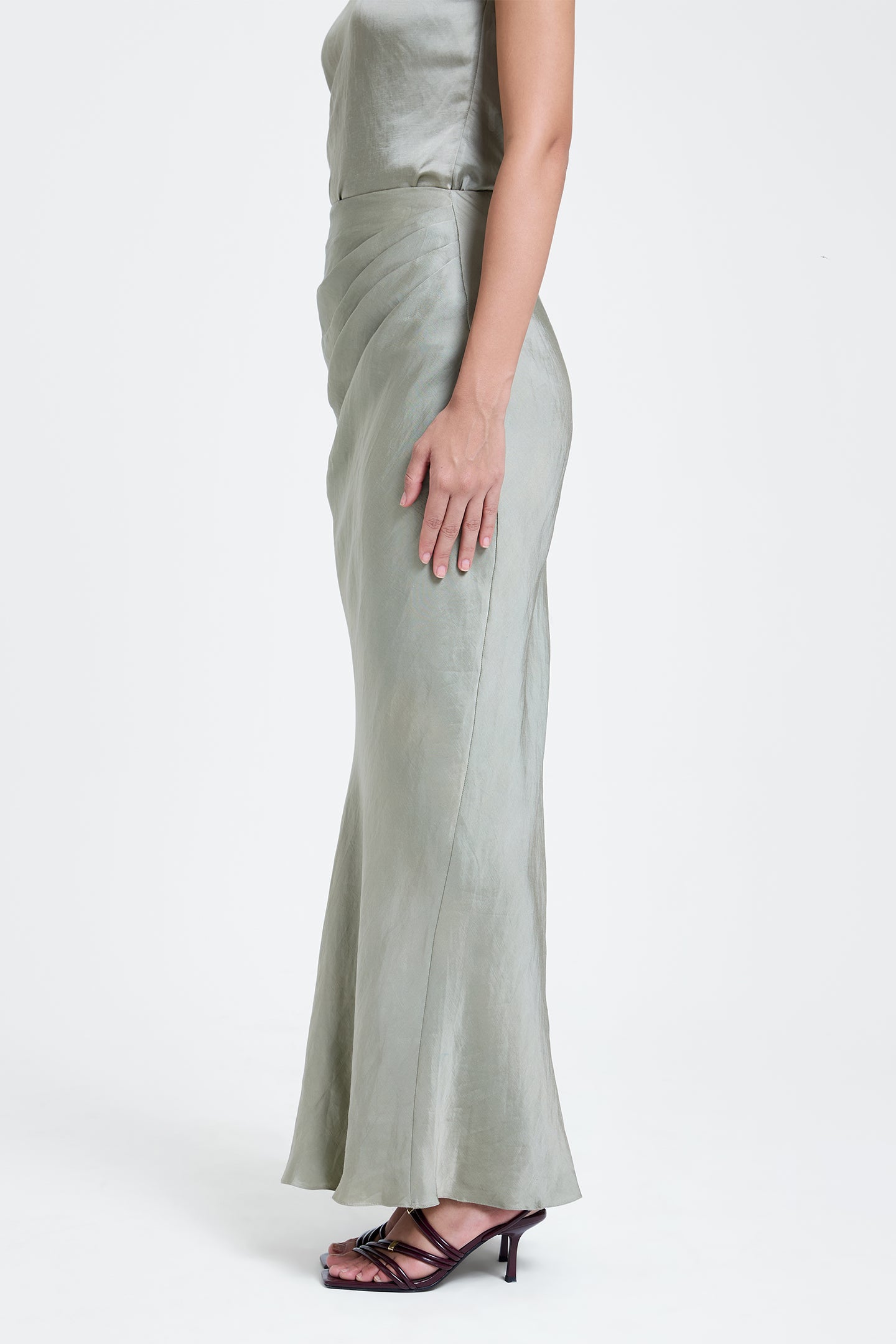 Draped Silk Maxi Skirt