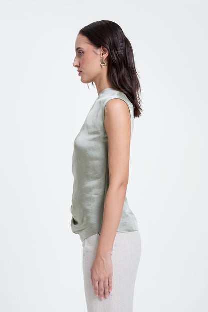 Off-Shoulder Draped Pleated Top