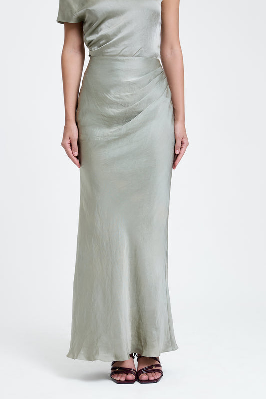 Draped Silk Maxi Skirt