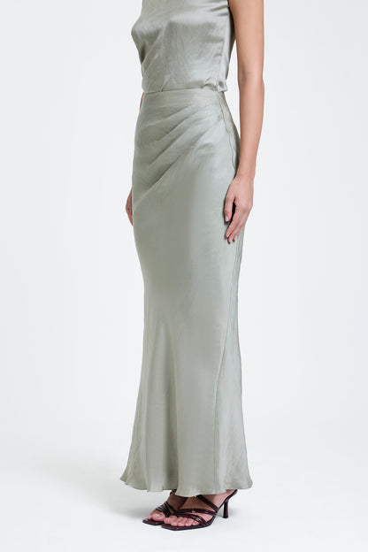Draped Silk Maxi Skirt