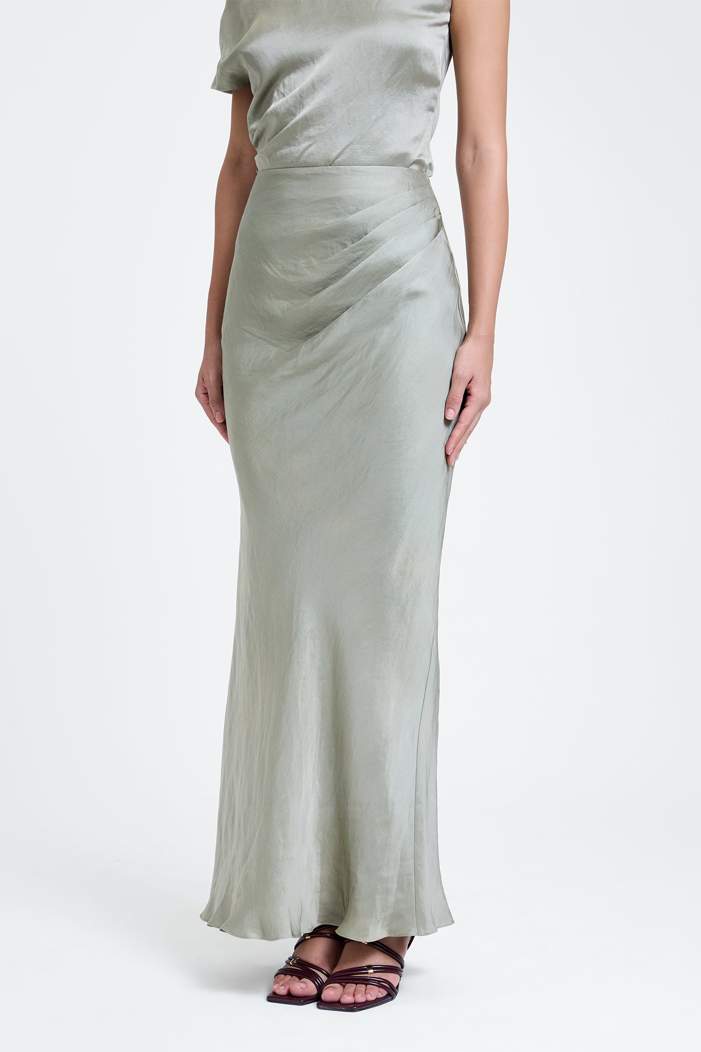 Draped Silk Maxi Skirt