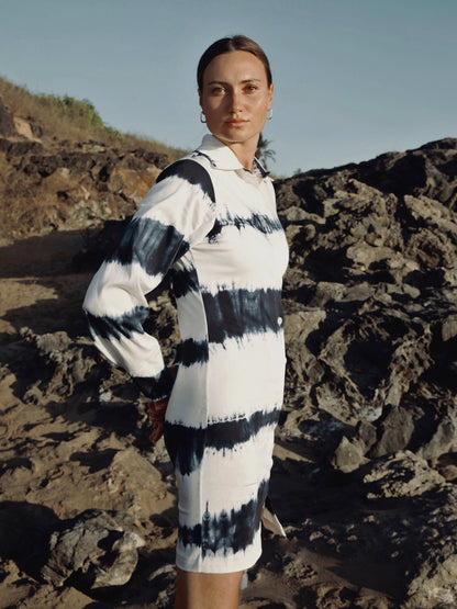 Tie-Dye Cutout Shirt Dress