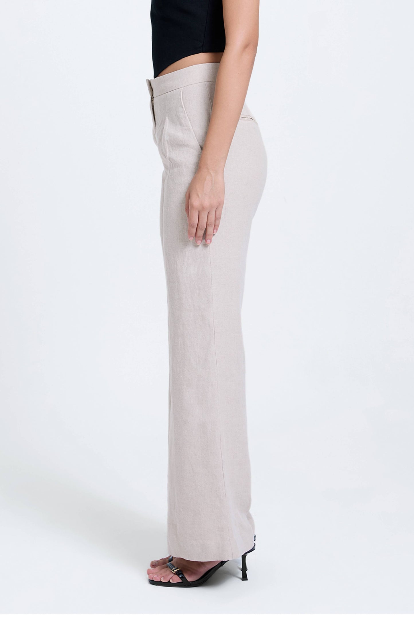 Flared Pleated Linen Pants
