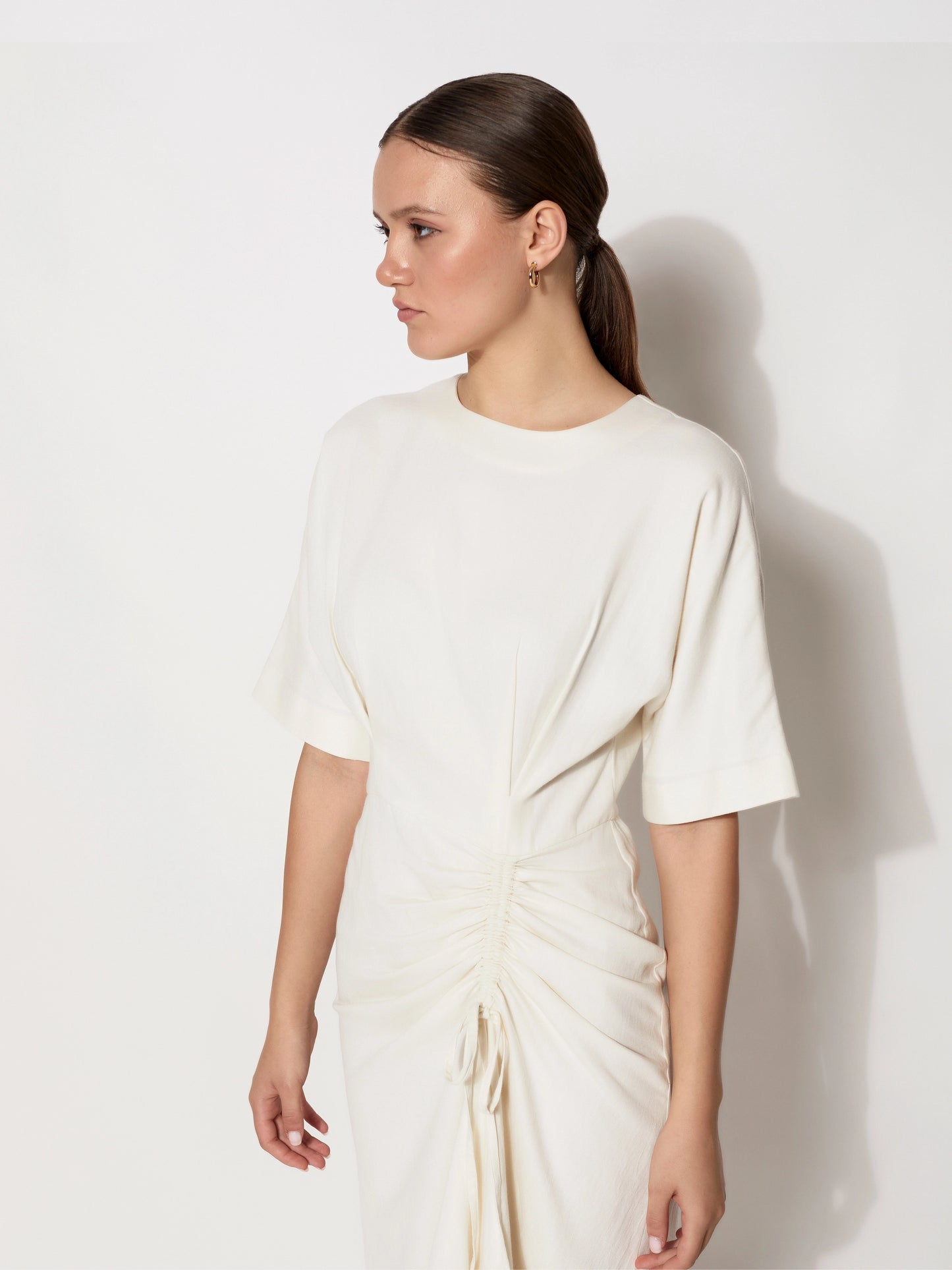 Organic Cotton Ruched Drape Dress