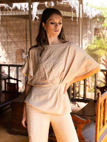 Women's striped drape top in eco-friendly fabric – Anjum Khan