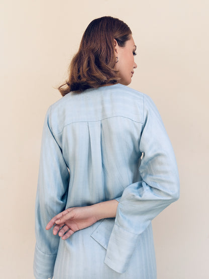 Sustainable cotton striped long dress – a wardrobe essential.