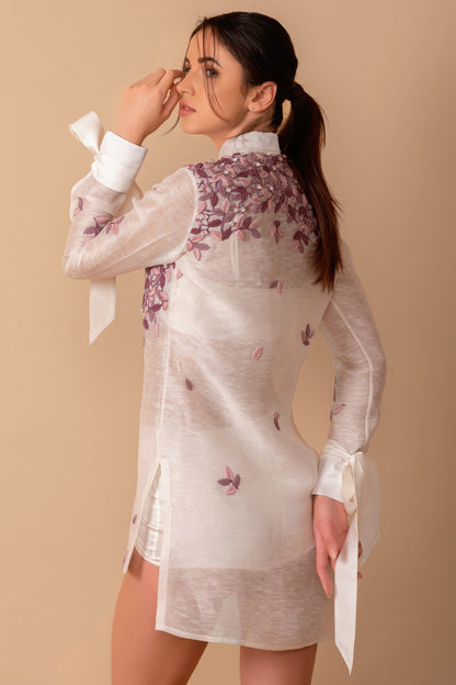 Asymmetric Embroidered Shirt dress