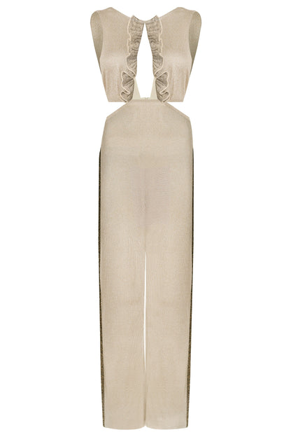 Flared-Leg Knit Jumpsuit