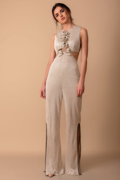 Flared-Leg Knit Jumpsuit
