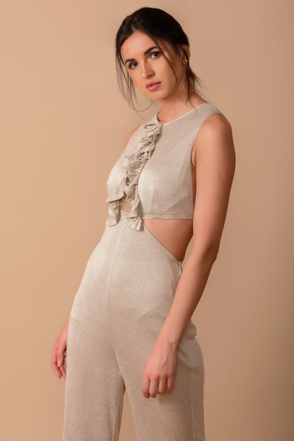 Flared-Leg Knit Jumpsuit